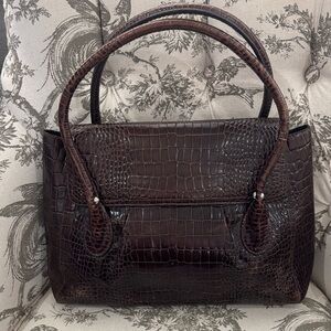 Alfani Vintage Leather Elegant Brown Crocodile-Embossed Women's Bag